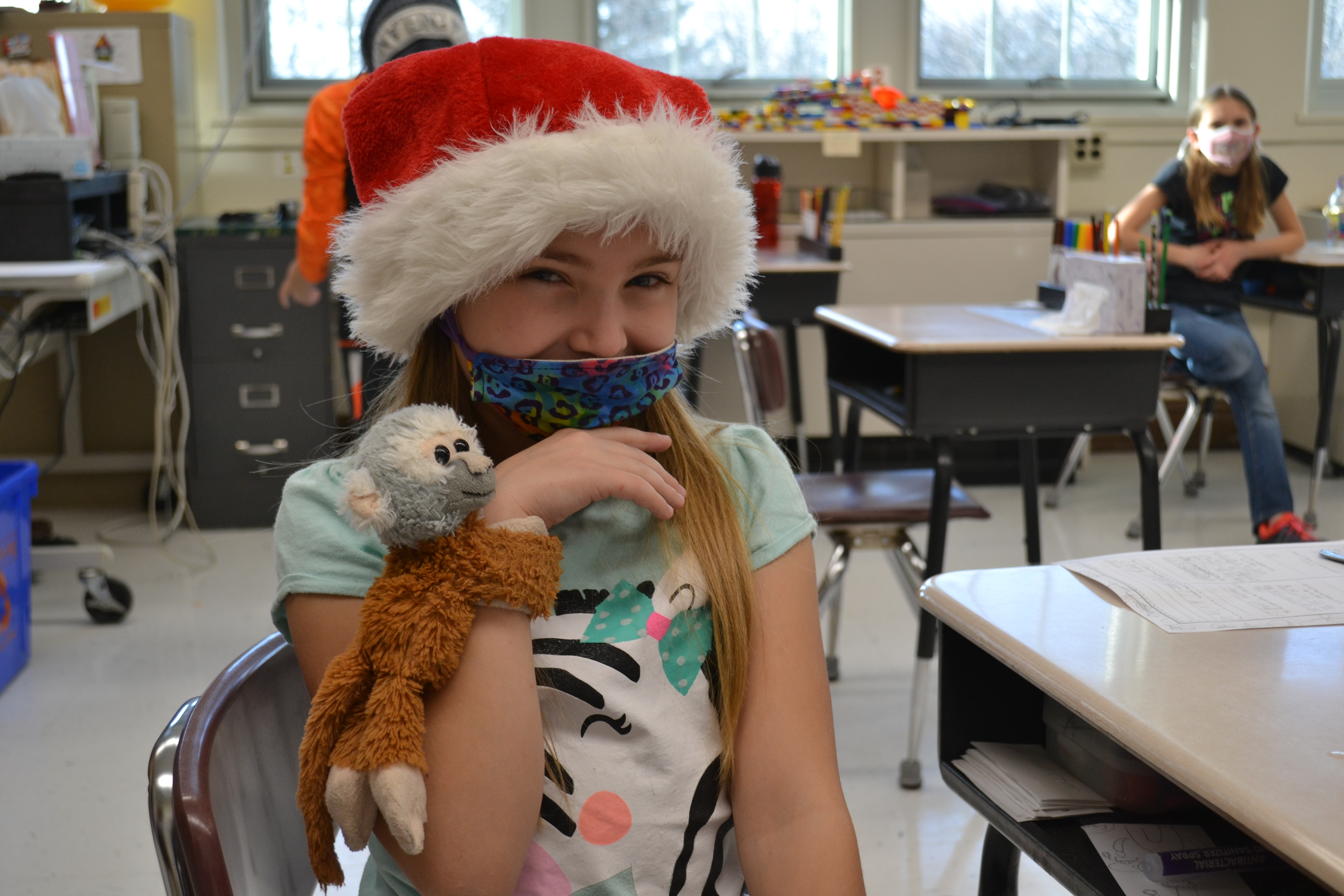 student with santa hat