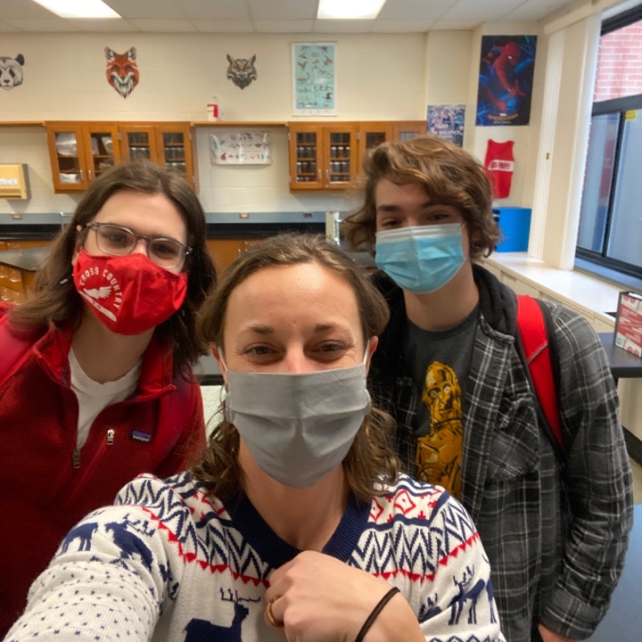 Mrs. Reagn and students wearing masks