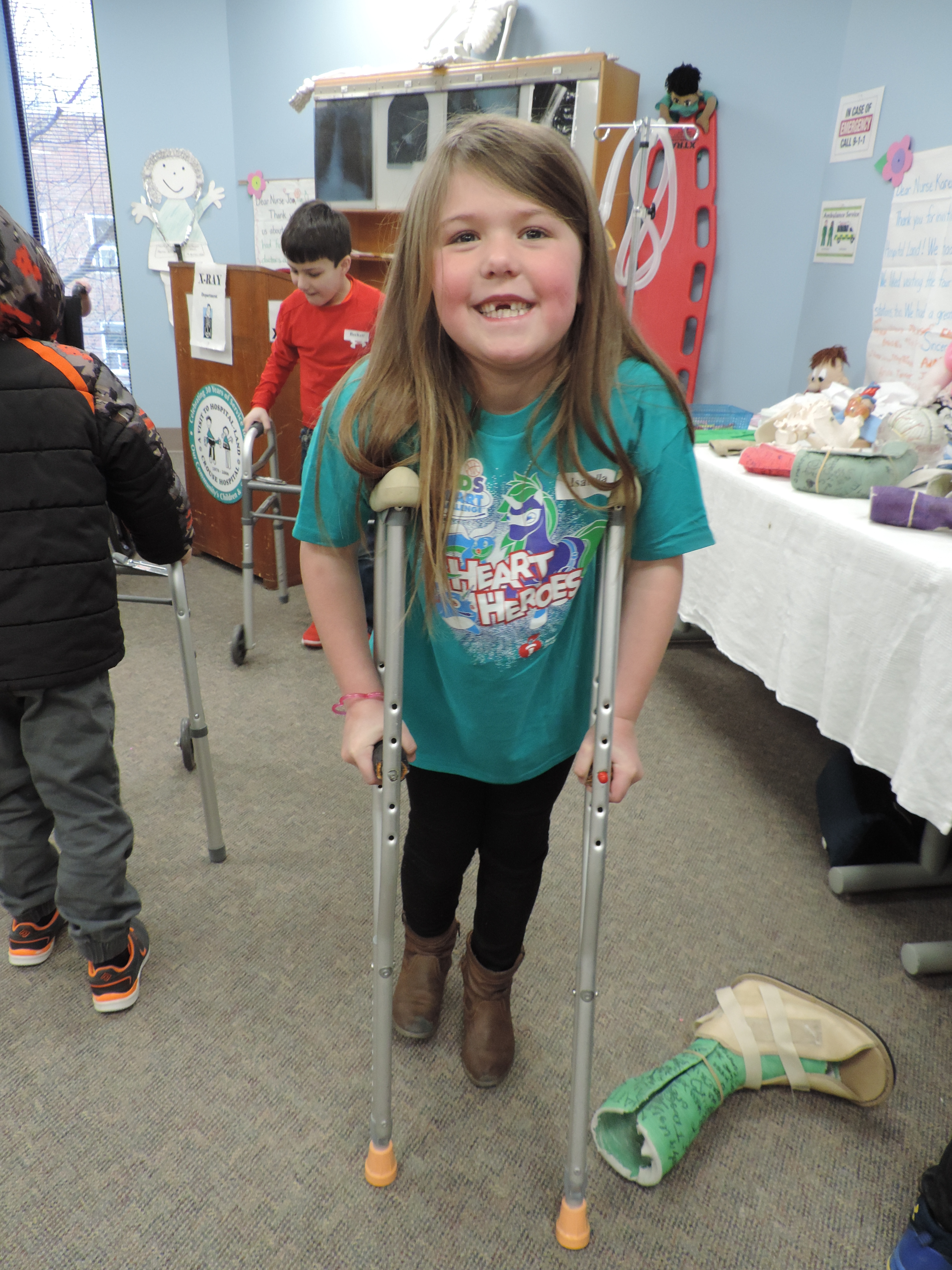 student on crutches