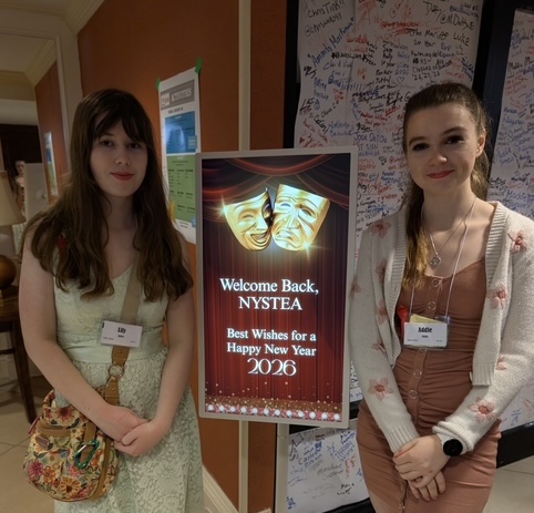 Fabius-Pompey Students standing with NYSTEA welcome sign